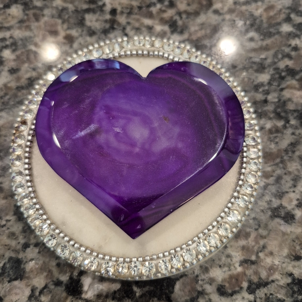 Purple Agate Natural Druzy Quartz Crystal Heart New #3 - Picture 4 of 7